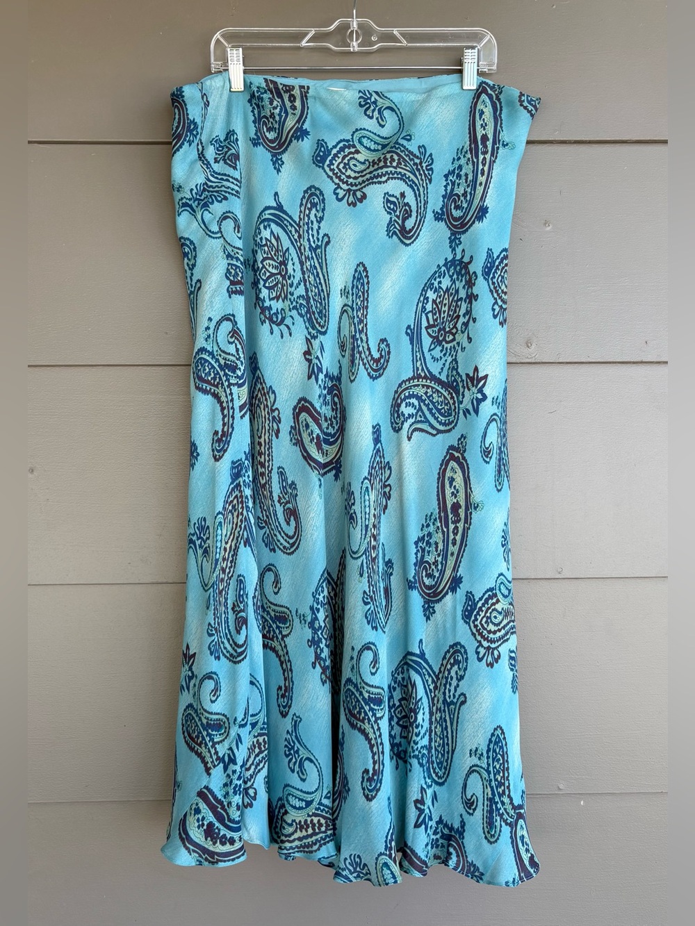 Vintage 90’s Marsh Landing Blue Silk Paisley Maxi Skirt